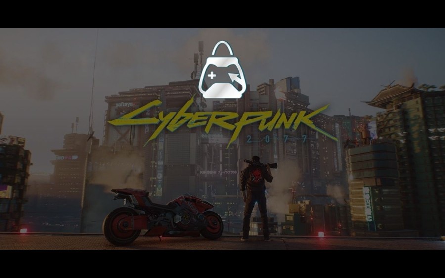 Cyberpunk 2077 in the background and etail logo in the front.