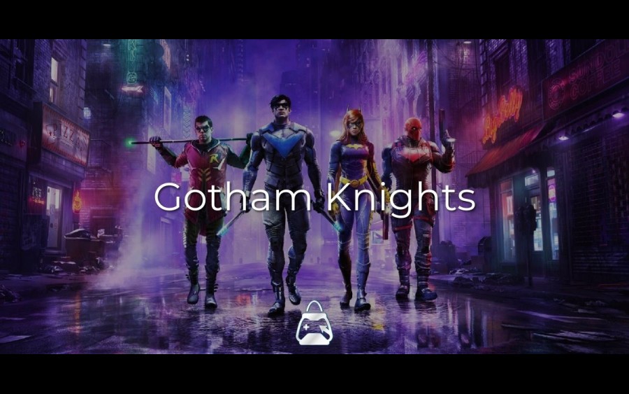 Characters from Batman series posing on the background and Gotham Knights header on the front.