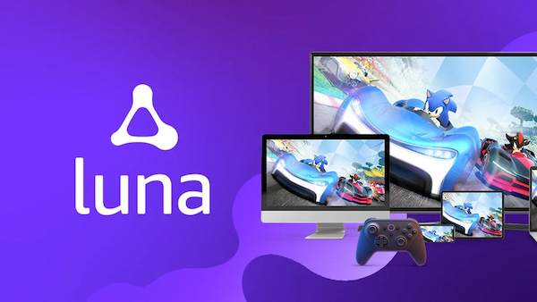 Amazon Luna logo on the left and PC, TV, Mobile Phone and Tablet PC on the right side.