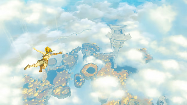 Link from the Zelda series is free falling.